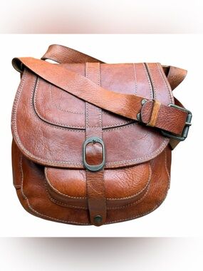 Patricia Nash Barcelona Saddle Bag in Brown Italian Leather Crossbody